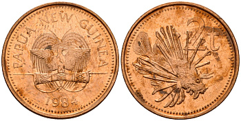 Папуа-Новая Гвинея 2 тойя 1984 Елизавета II (1953-) KM 2 бронза 4187-931