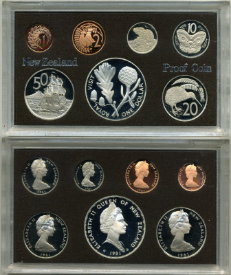 Новая Зеландия официальный набор из 7 монет 1981 в оригинальной пластиковой упаковке серебро PROOF  00-00