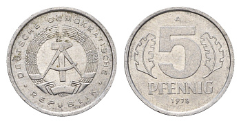 ГДР 5 пфеннигов 1978 KM 9.2 алюминий 4611-956