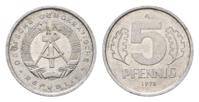 ГДР 5 пфеннигов 1978 KM 9.2 алюминий 4611-956