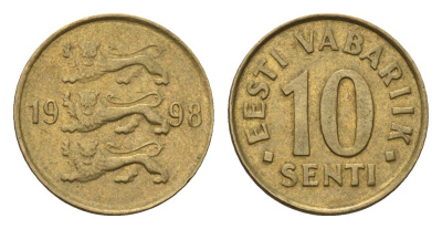 Эстония 10 сентов 1998 KM 22 латунь 4696-226