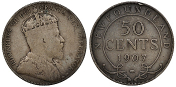 Ньюфаундленд 50 центов 1907 Эдуард VII (1901-1910) KM 11 серебро 4044-1122