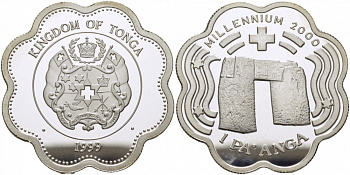 Тонга 1 паанга 1999 миллениум KM 176 серебро PROOF 1077-8-14