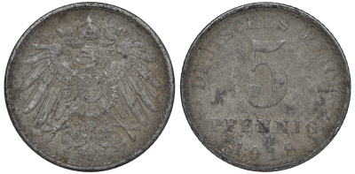 ГЕРМАНИЯ 5 ПФЕННИГОВ 1918 A KM 19, J. 297 железо 45-1149
