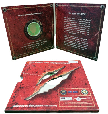 Новая Зеландия 1 доллар 2005 Кинг Конг, в оригинальном буклете, цветная эмаль KM 159 алюминиевая бронза UNC 1-4-4-18