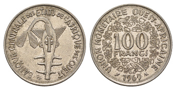 Западная Африка (BCEAO) 100 франков 1969 KM 4 никель 4656-913