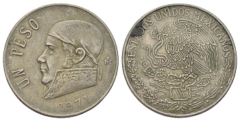 Мексика 1 песо 1971 Хосе Мария Морелос KM 460 медно-никель 4590-716