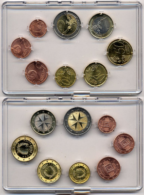 Мальта официальный набор из 8 монет (1, 2, 5, 10, 20 и 50 евроцентов; 1 и 2 евро) 2008  KM 125, 126, 127, 128, 129, 130, 131 и 132 UNC 3-4-4-24