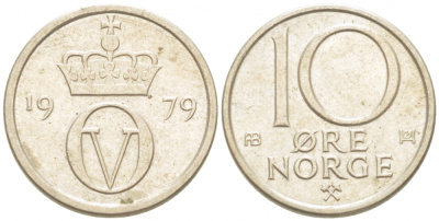 НОРВЕГИЯ 10 ЭРЕ 1979 КМ 416 медно-никель 3955-239