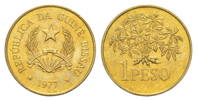 Гвинея-Бисау 1 песо 1977 KM 18 алюминиевая бронза UNC 4630-1122