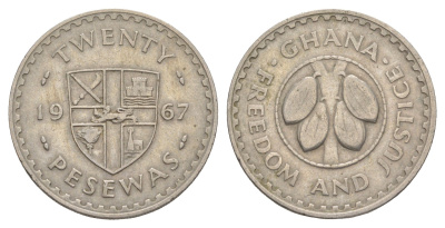Гана 20 песев 1967 KM 17 медно-никель 4153-1035