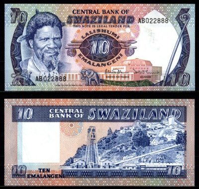 Свазиленд 10 емалангени 1996 Pick 10 c бумага UNC (пресс) 7214-56-2-1