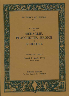 SOTHEBY OF LONDON КАТАЛОГ МЕДАЛЕЙ, ПЛИТ, ИЗДЕЛИЙ ИЗ БРОНЗЫ И СКУЛЬПТУР 27127 SOTHEBY OF LONDON, CATALOGO DI MEDAGLIE, PLACCHETTE, BRONZI E SCULTURE, 60 СТРАНИЦ + ИЛЛЮСТРАЦИИ итальянский 00-01-10-17