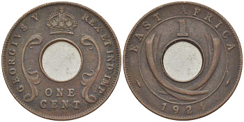 Британская Восточная Африка 1 цент 1924 Георг V (1910-1936) KM 22 бронза 110-756