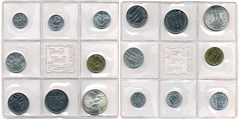 Сан-Марино годовой набор из 8 монет 1975 1, 2, 5, 10, 20, 50, 100 и 500 лир чайки летят над морскими гребнями KM 40-47, в оригинальной пластиковой запайке KM MS5 серебро UNC 2-5-1-52