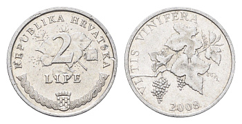 Хорватия 2 липы 2008 редкий год, четный год KM 14 алюминий 4659-664