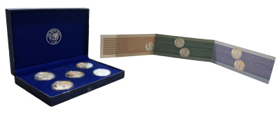 Австралия набор из 5 монет по 1 доллару 2006 лица на банкнотах, красочный набор, с сертификатом, серебро PROOF 1-4-6-06