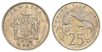Ямайка 25 центов 1985 редкий год KM 49 медно-никель 4127-1333