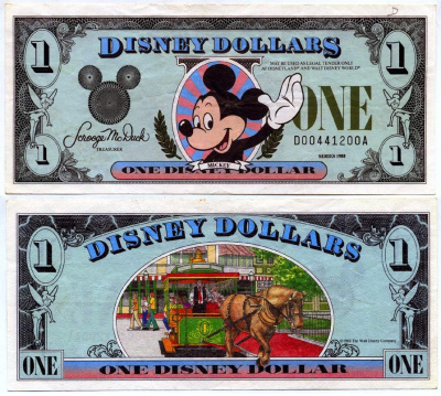 АМЕРИКА 1 ДИСНЕЙ ДОЛЛАР 1988 МИККИ МАУС бумага UNC (ПРЕСС) 7146-61-3-2