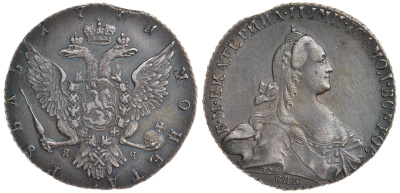Россия 1 рубль 1771 СПБ-ТI-ЯЧ, Екатерина II (1762-1796) Биткин 210 серебро 10-010-22