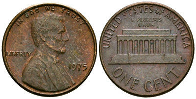 США 1 цент 1975 Линкольн KM 201 медь цинк 4136-144