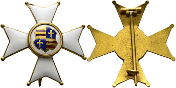 ОЛЬДЕНБУРГ, Германия КРЕСТ ВЕРНОСТИ XIX-XX ТОРГОВО-ПРОМЫШЛЕННОЙ ПАЛАТЕ, ПОЧЁТНЫЙ, КЛАСС ПЕРВЫЙ, НА ЗАСТЁЖКЕ, БЕЛАЯ ЭМАЛЬ 01-142-13-2