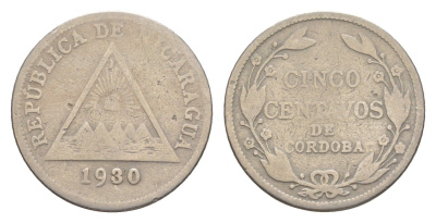 Никарагуа 5 сентаво 1930 KM 12 медно-никель 4640-944