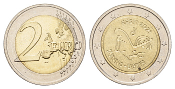 Эстония 2 евро 2021 Финно-угорские народы KM 97 биметалл UNC 67-426
