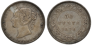 Ньюфаундленд 50 центов 1876 H, Виктория (1837-1901) KM 6 серебро    4044-1331