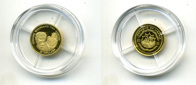 Либерия 25 долларов 2001 ГЕТЕ золото PROOF 00-000-00