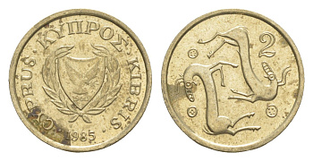 Кипр 2 цента 1985 KM 54.2 никель латунь 4649-1148