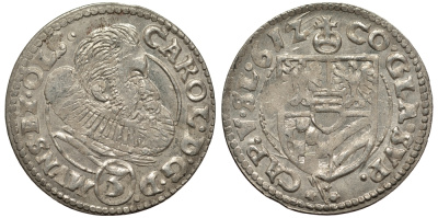 Силезия, Мюнстерберг, Олесница грошен (3 крейцера) 1612 Карл II серебро 413-922