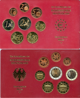 ФРГ государственный евронабор из 8 монет 2004 J KM PS 169   PROOF  8-2-04-05