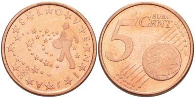 СЛОВЕНИЯ 5 ЕВРОЦЕНТОВ 2007 СЕЯТЕЛЬ KM 70 сталь плакированная медью UNC 214-364