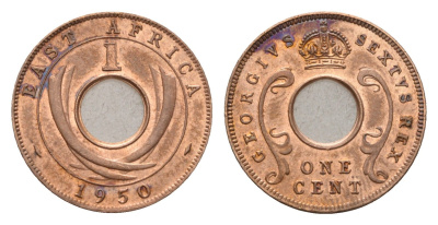 Британская Восточная Африка 1 цент 1950 Георг VI (1936-1952) KM 32 бронза aUNC 54-922