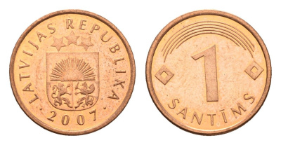 Латвия 1 сантим 2007 KM 15 сталь плакированная медью UNC 4689-866