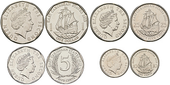 Восточно-Карибские штаты лот из 4 монет 2019-2020  5, 10, 25 центов и 1 доллар    UNC  M75-15