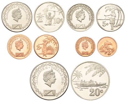 Токелау годовой набор из 5 монет (1, 2, 5, 10 и 20 центов) 2012 год-тип KM 100, 101, 102, 103 и 104 UNC 4672-341-344