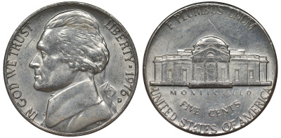 США 5 центов 1976 D, Джеферсон KM А192 медно-никель 4122-234