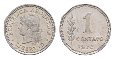 Аргентина 1 сентаво 1972 KM 64 алюминий aUNC 4655-955