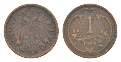 Австрия 1 геллер 1900 Франц Иосиф I (1848-1916) KM 2800 бронза 4639-955