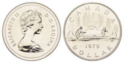 Канада 1 доллар 1979 Елизавета II (1952-2022), каноэ KM 120 никель PROOF-LIKE (BU) 4185-722