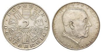 Австрия 2 шиллинга 1933 Смерть Игнаца Зейпеля в 1932 году KM 2849 серебро 413-4232