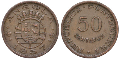 Португальская Ангола 50 сентаво 1957 KM 75 бронза 4114-422