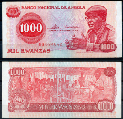 Ангола 1000 кванза 1976 Антонио Агостиньо Нето, школа Pick 113 a бумага 8621-49-1-2