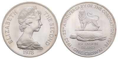 Остров Вознесения (Асенсьон) 1 крона 1978 25 лет коронации Королевы Елизаветы II KM 1a серебро BU 413-4312