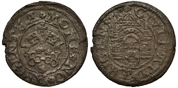 Рига 1 шиллинг (шеляг) 1576 свободный город (1562-1581), вес 0,99 гр. Neumann 9 серебро 1516-534