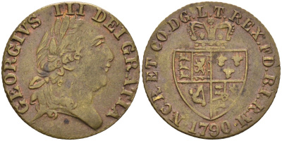 Англия жетон 1790 1/2 гинеи Георга III, диаметр 21 мм., вес 2,15 гр. жёлтый металл 4584-323
