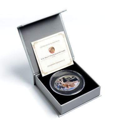 Ниуэ 1 доллар 2011 Год кролика, цветная эмаль, коробка, сертификат KM 510 серебро PROOF 4-3-3-03