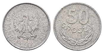 Польша 50 грошей 1974 Y 48.1 алюминий 4637-1033